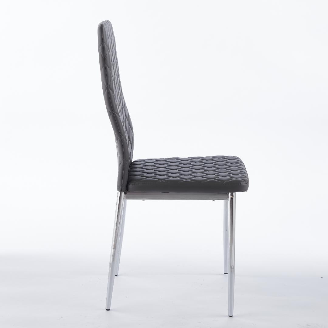 ダイニングチェア 4脚セット レザー メッキ脚 椅子 イス 食卓椅子 菱形 北欧