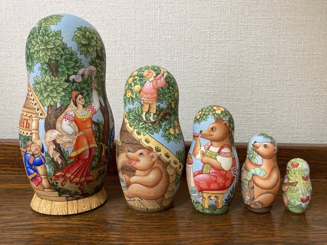 ロシア雑貨☆イコン マトリョーシカ熊(5P)オルガ作コブロフ工房