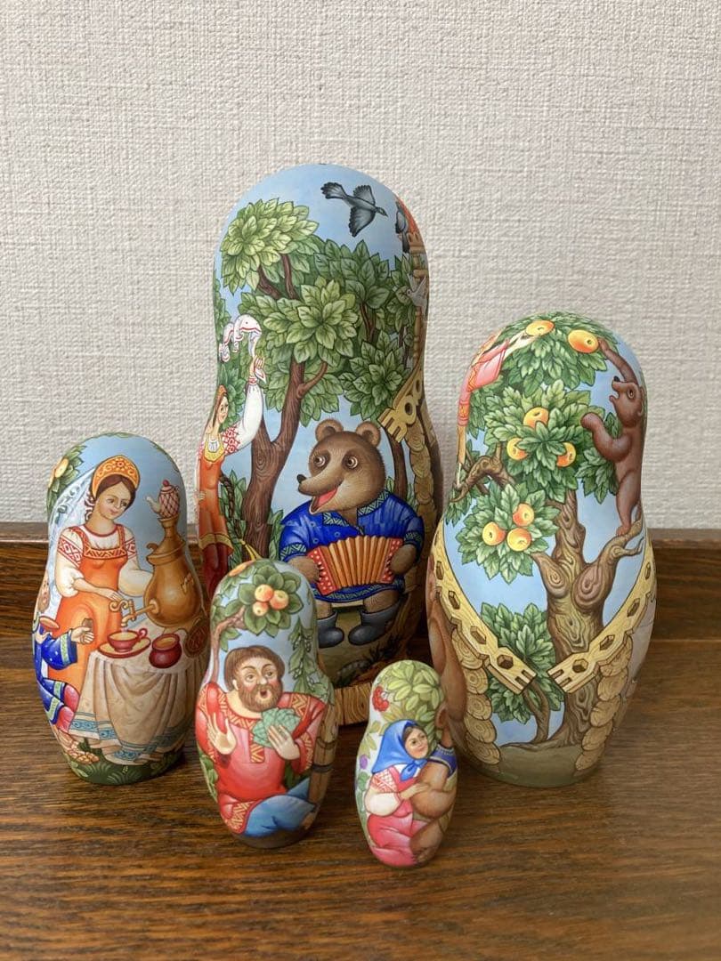 ロシア雑貨☆イコン マトリョーシカ熊(5P)オルガ作コブロフ工房