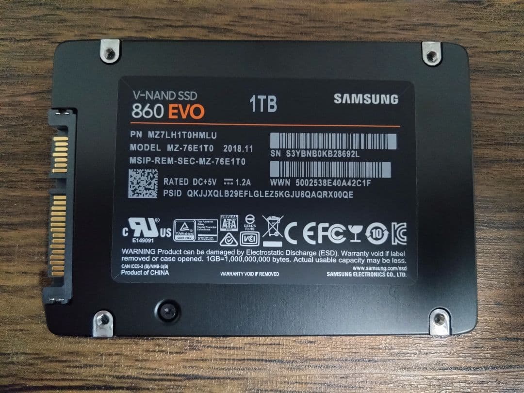 Samsung 860 EVO 1TB SATA 2.5インチ 内蔵 SSD