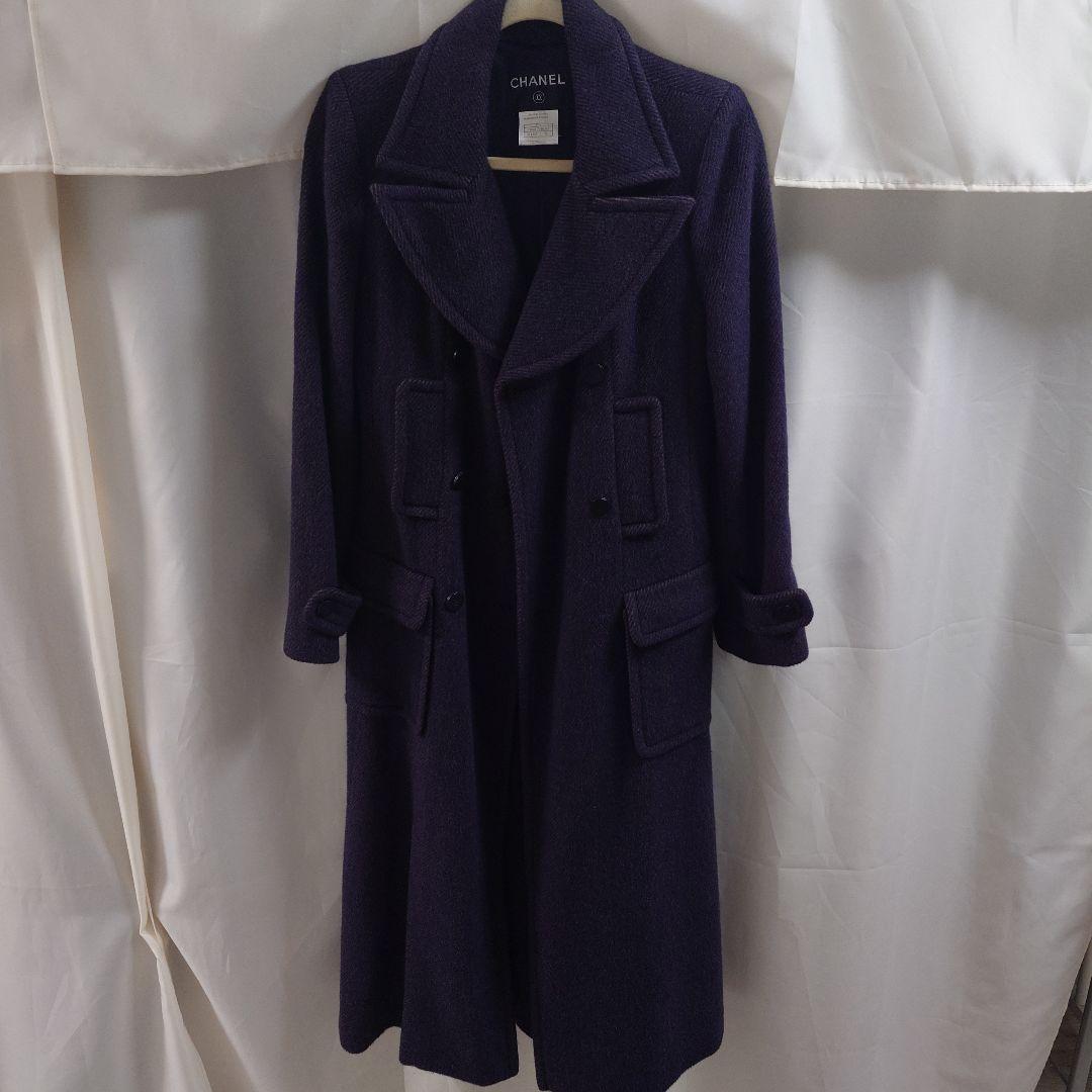 シャネルCHANEL　アンゴラカシミアロングコート※ボタン取れあり※