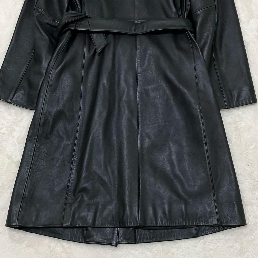 【極美品】2way 羊革 ラムレザー Aライン ボアロングコート ブラック M