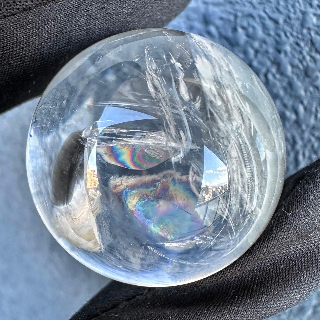 高透明度❗️レインボー☆ヒマラヤ ブルーエンジェルラダークォーツ丸玉A1303