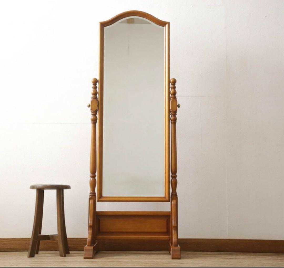 ヴィンテージ限定品 横浜ダニエル木製スタンドミラー
