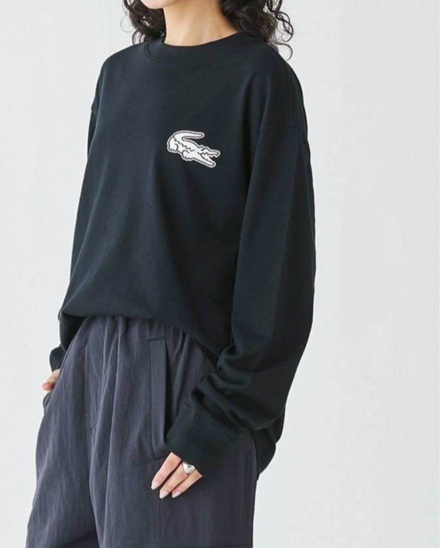ラコステ オーバーサイズバックプリントロングスリーブTシャツ ブラック L 新品