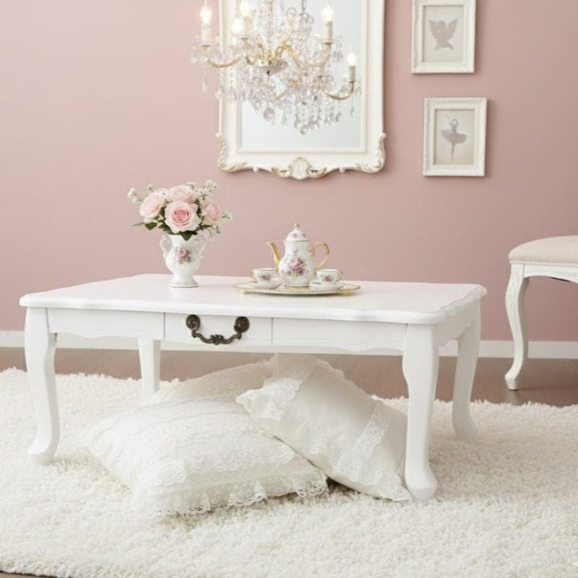 【新品】ロマンティック 猫脚 折りたたみ ローテーブル フェミニン　アウトレット