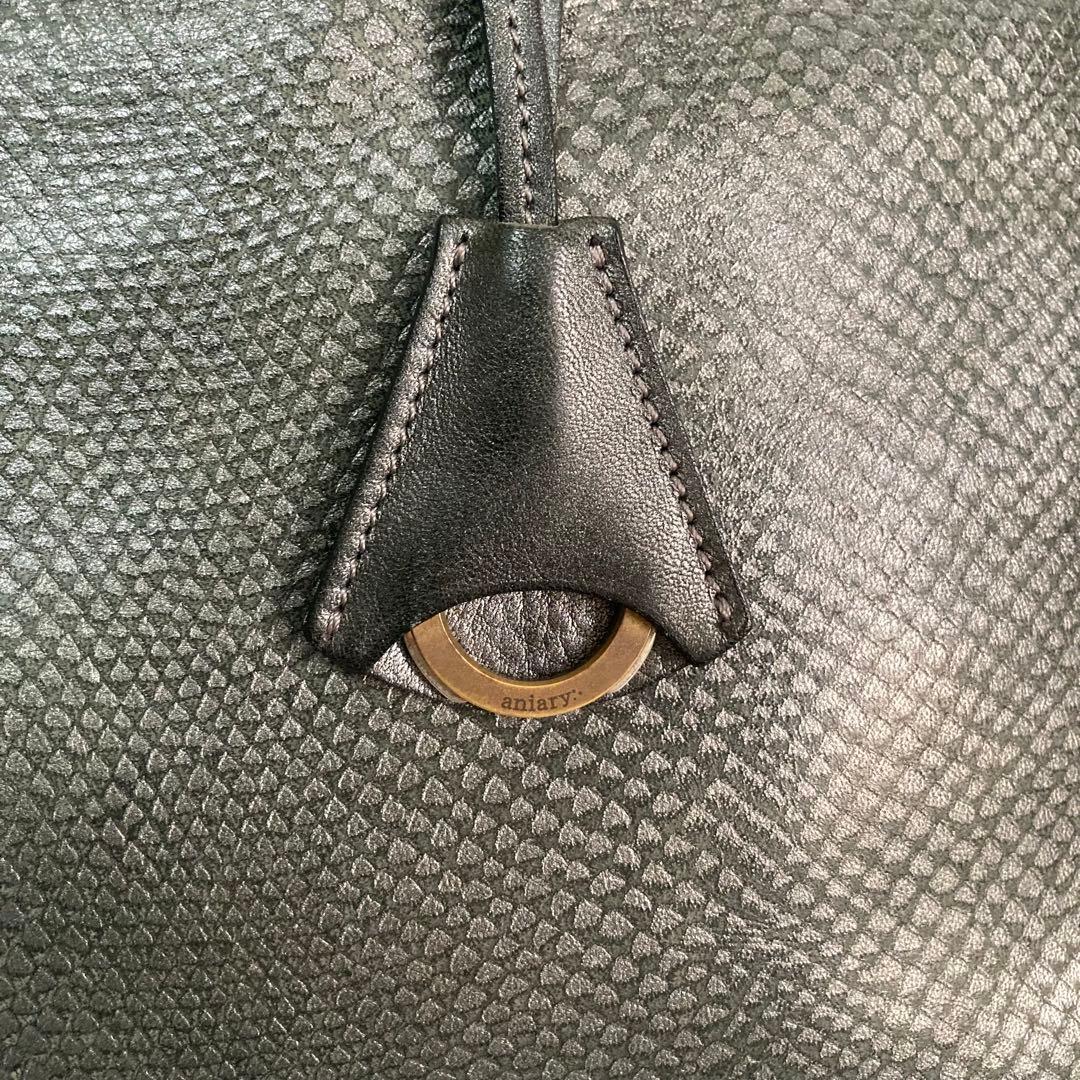アニアリ トートバッグ パイソン シルバーカーキ レザー