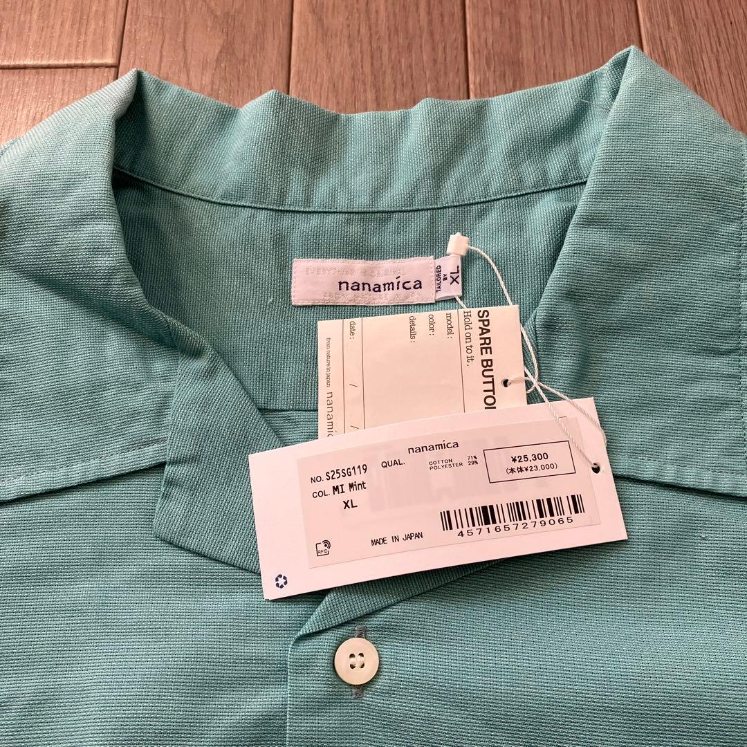 【未使用品】ナナミカ オープンカラーパナマショートスリーブシャツ　ミント