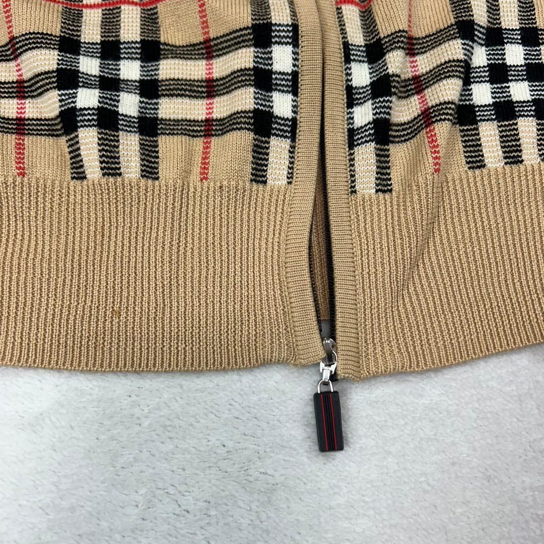 J489 美品 L バーバリーゴルフ ノバチェック ニット カーディガン メンズ
