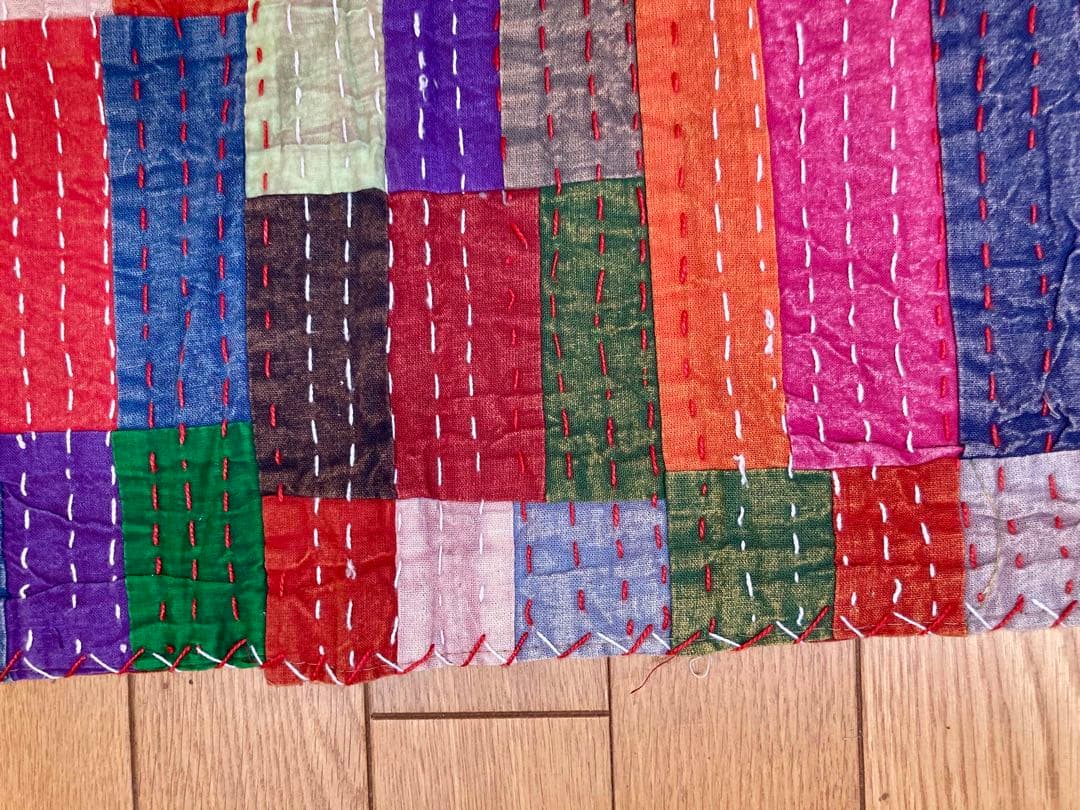 インド　パッチワーク　カンタ　ダブルサイズ　ベッドカバー　1