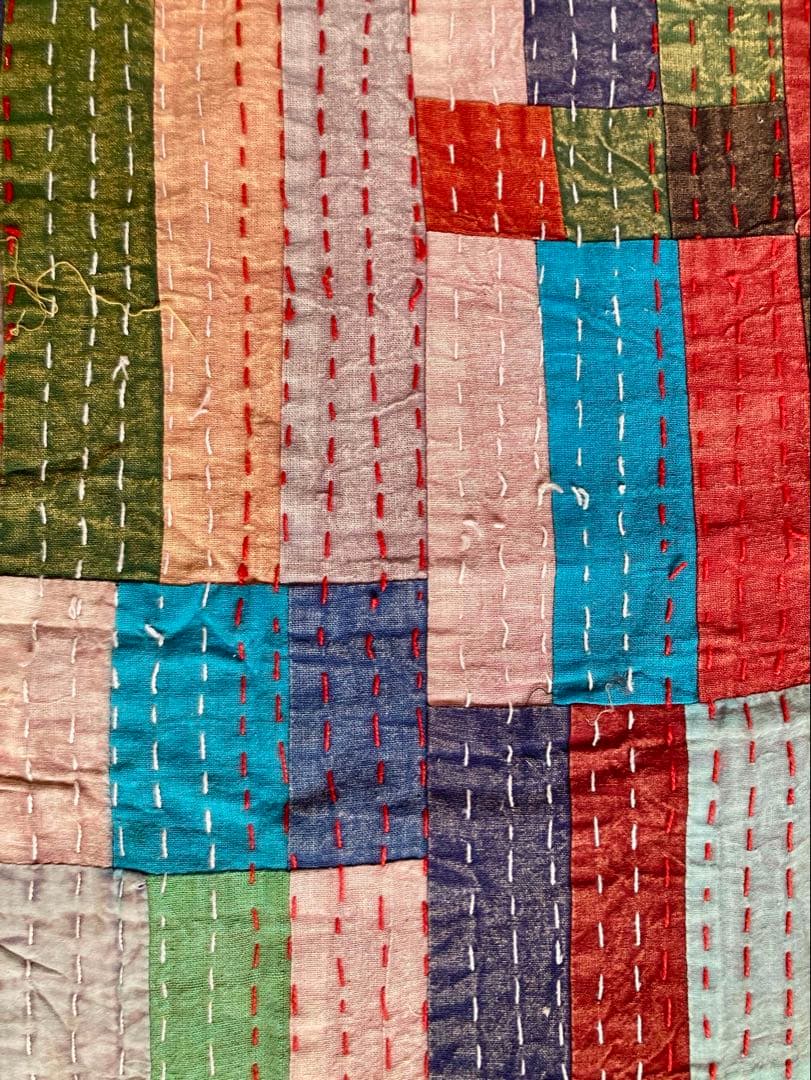 インド　パッチワーク　カンタ　ダブルサイズ　ベッドカバー　1