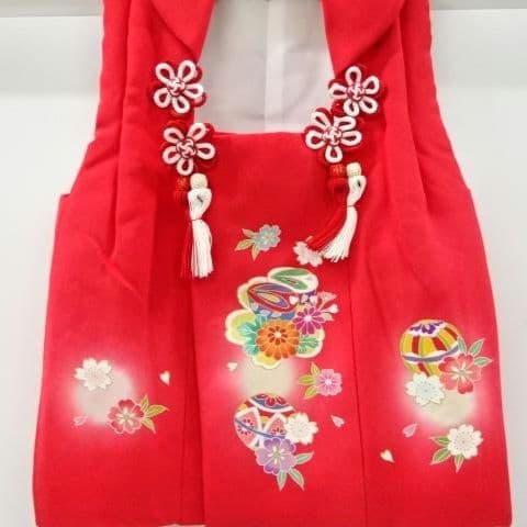 正絹綸子☆暈しに金彩ほぼ総刺繡の一つ身と新品友禅被布☆3歳七五三向け祝い着