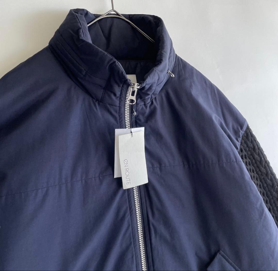美品 EN ROUTE コットンナイロンタッサーニットスリーブ 中綿ジャケット