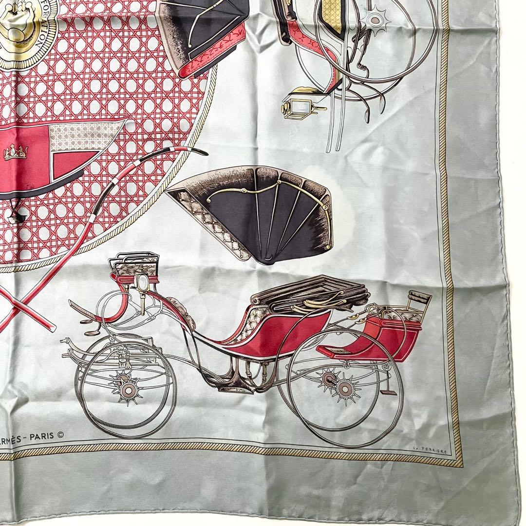 エルメス　カレ90　シルク　86cm スカーフ グレー　M