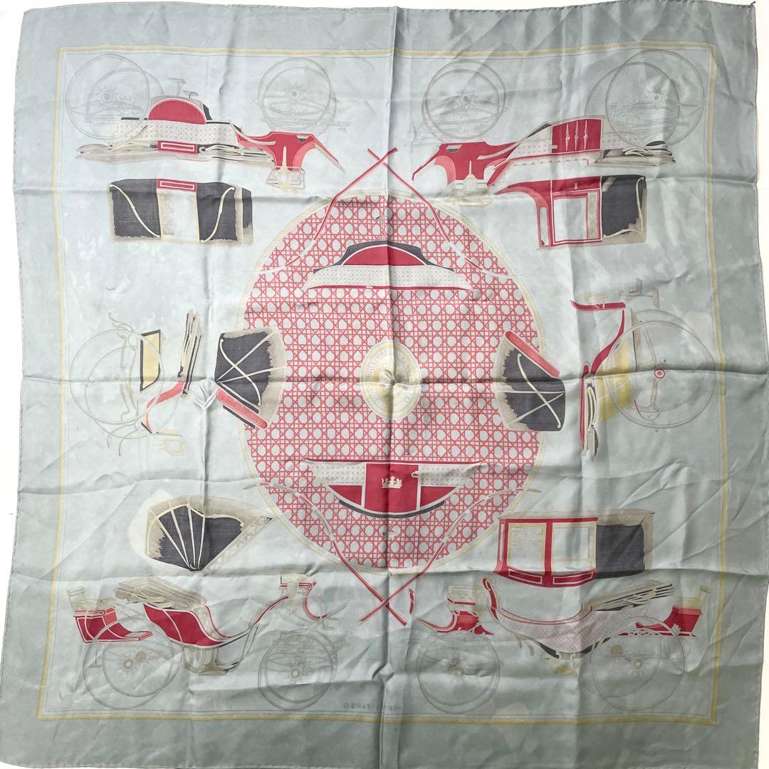 エルメス　カレ90　シルク　86cm スカーフ グレー　M