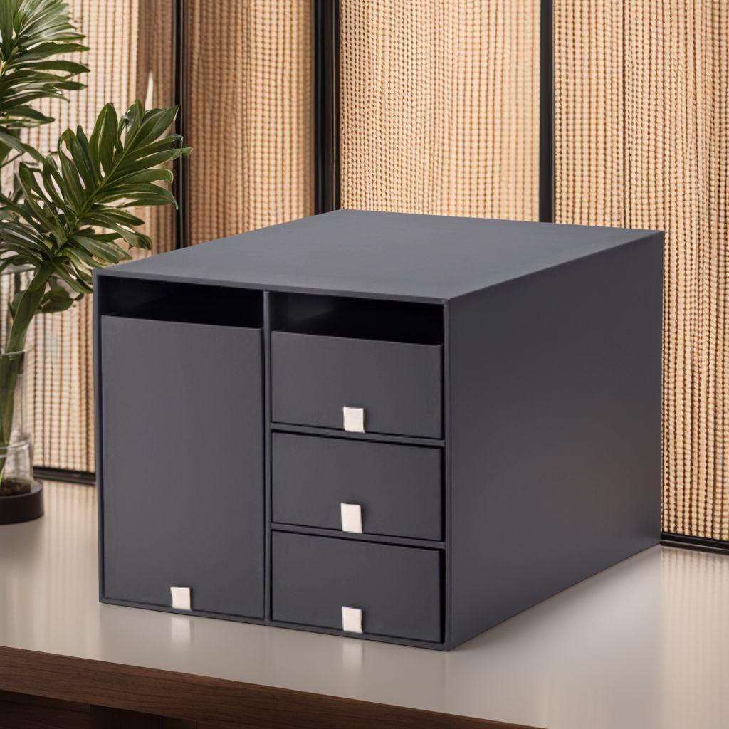 高級感 スモールグレー紙製収納ボックス 小物入れ 卓上収納