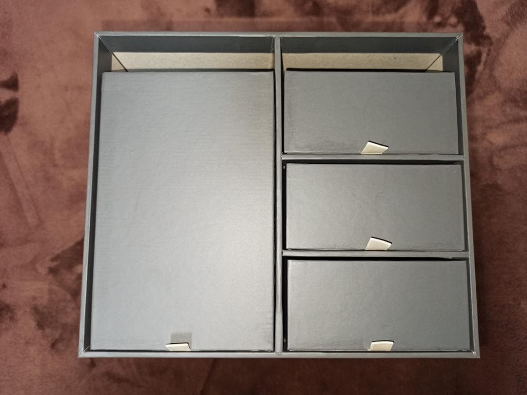 高級感 スモールグレー紙製収納ボックス 小物入れ 卓上収納