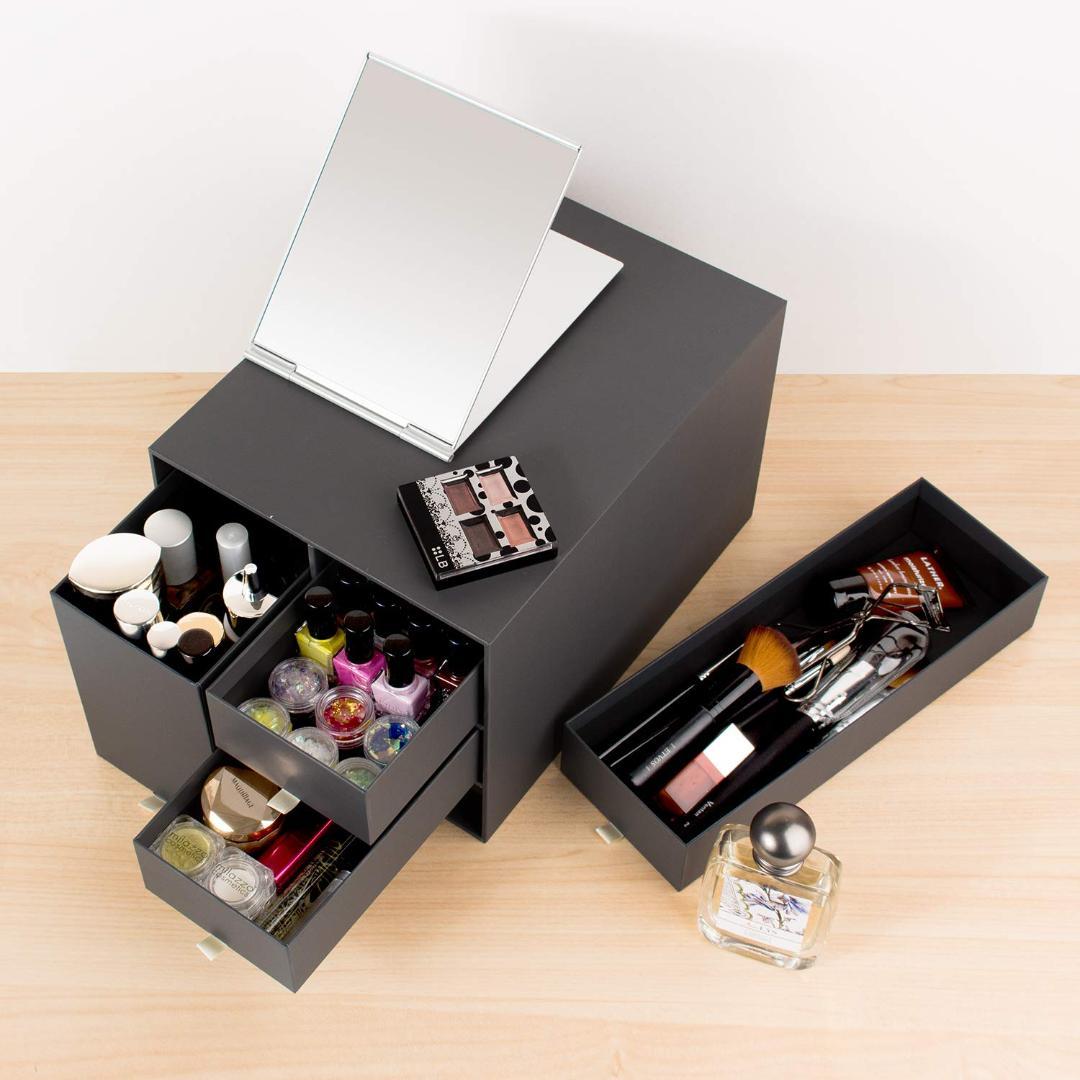 高級感 スモールグレー紙製収納ボックス 小物入れ 卓上収納