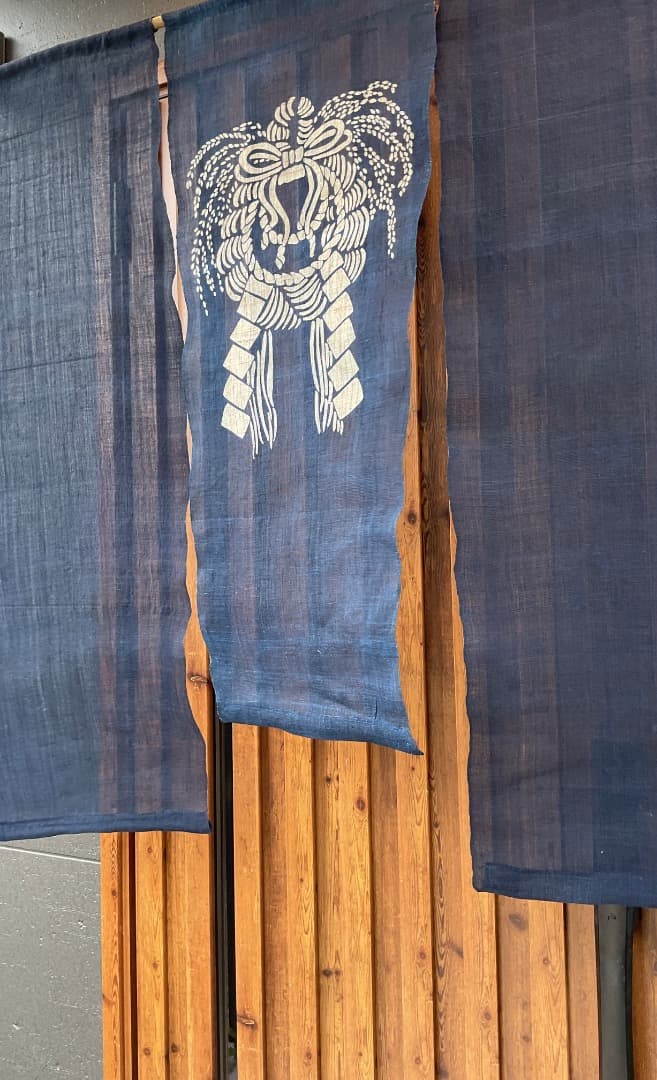 藍染　正月飾り　しめ縄　暖簾
