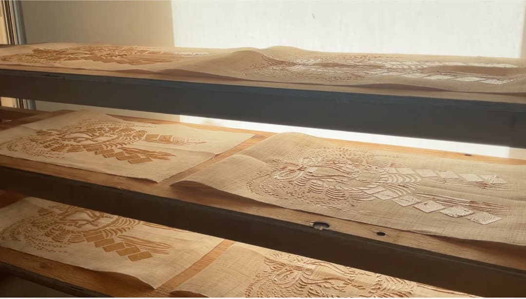 藍染　正月飾り　しめ縄　暖簾