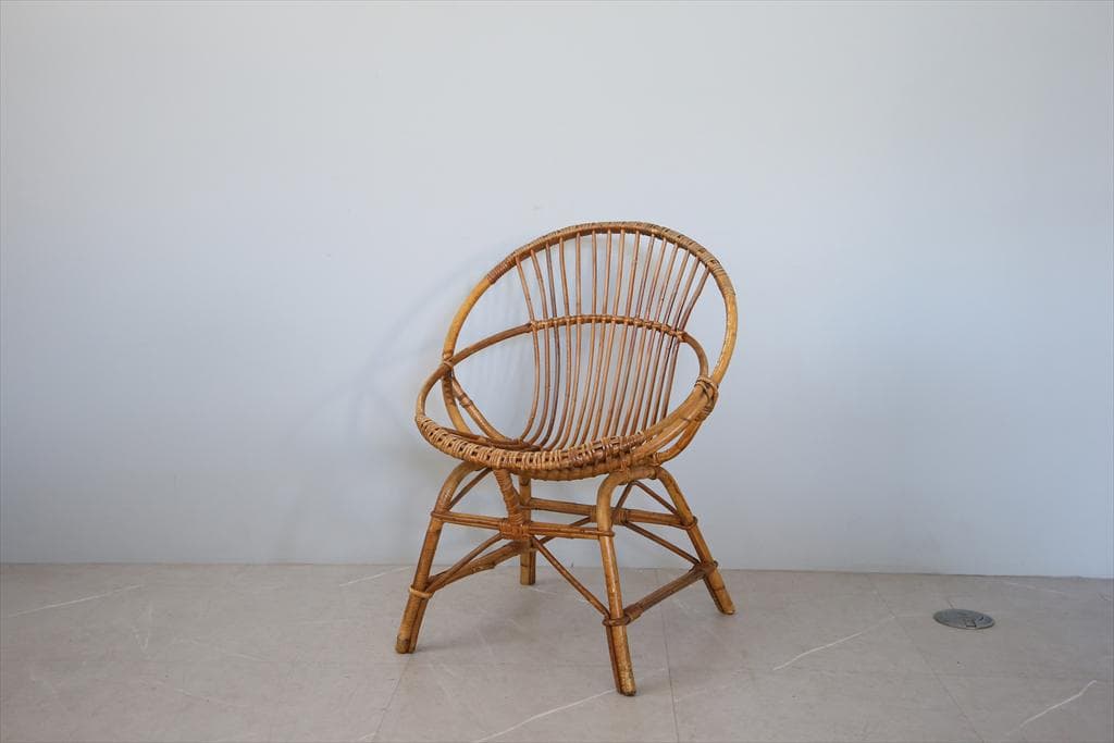 フランスアンティーク籐ラタンチェア/1人掛けソファ/竹バンブーイス90-51-1