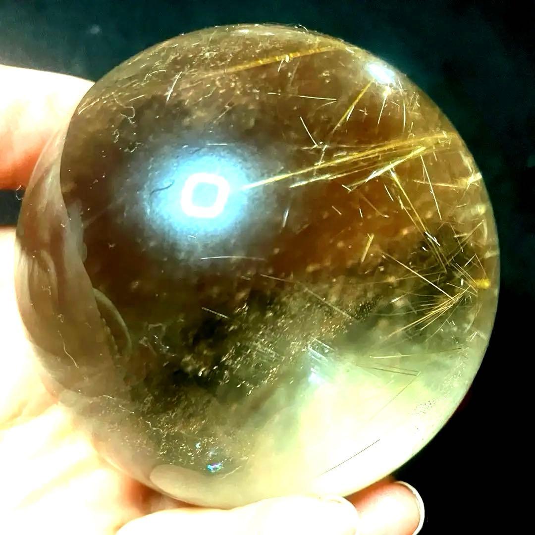 超大玉　70mm ゴールドルチルクォーツ　金針水晶　パワーストーン