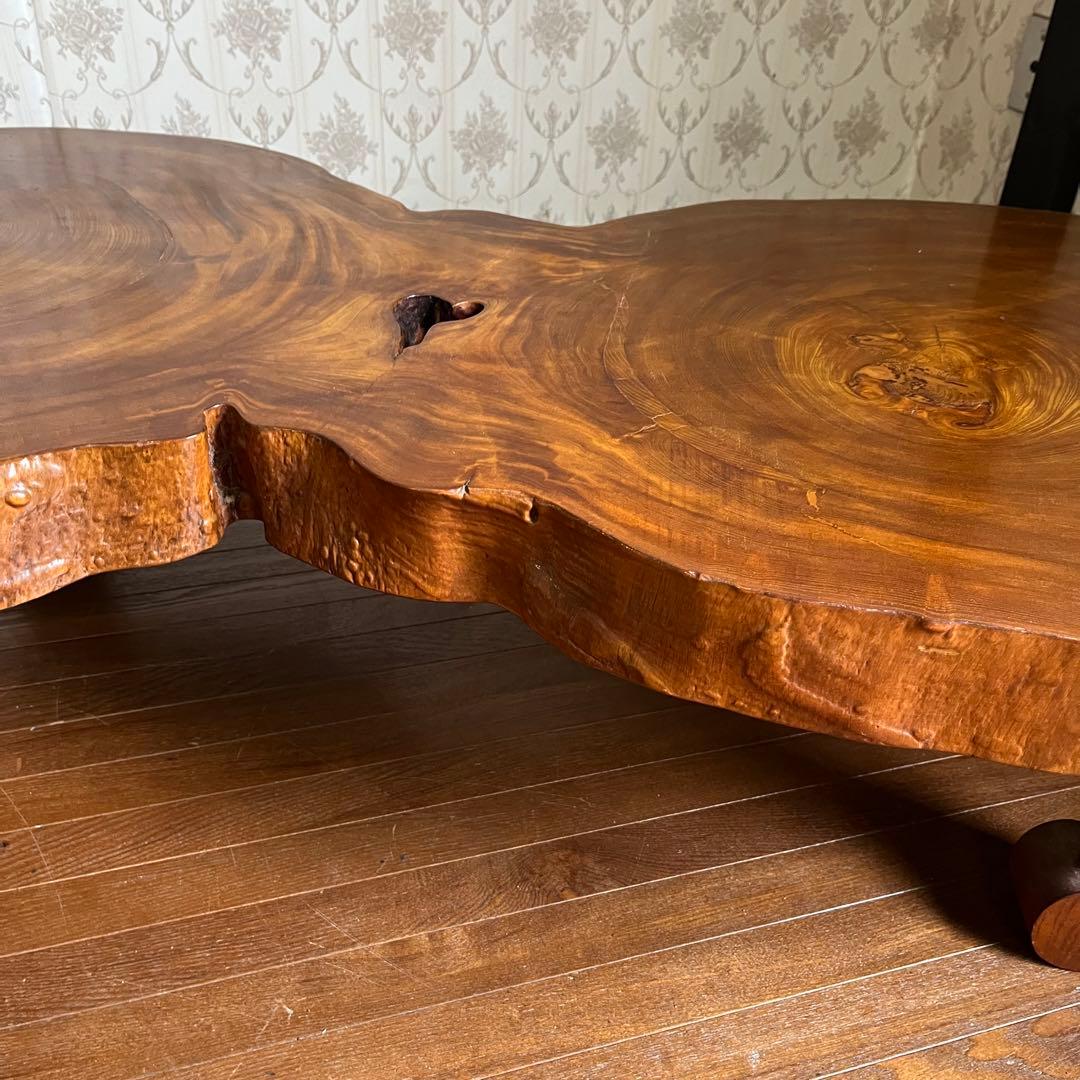 【アンティーク】天然木 一枚板 座卓 ローテーブル 切り株 銘木 無垢材 古家具