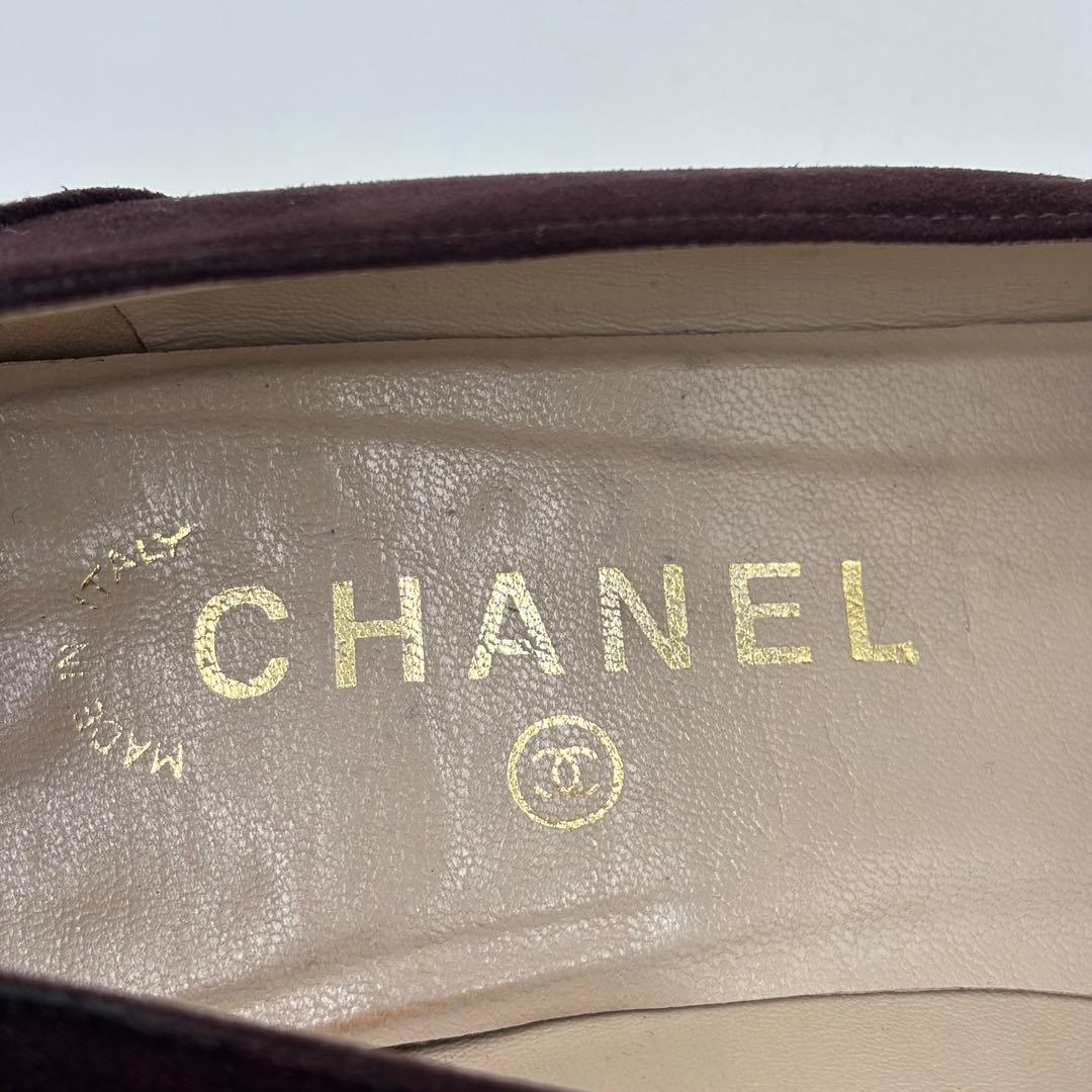 CHANEL シャネル ココマーク スエード パンプス　太ヒール 37 約24㎝