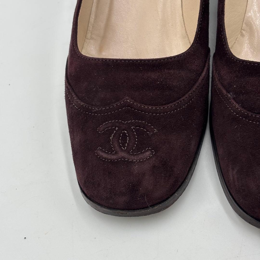 CHANEL シャネル ココマーク スエード パンプス　太ヒール 37 約24㎝