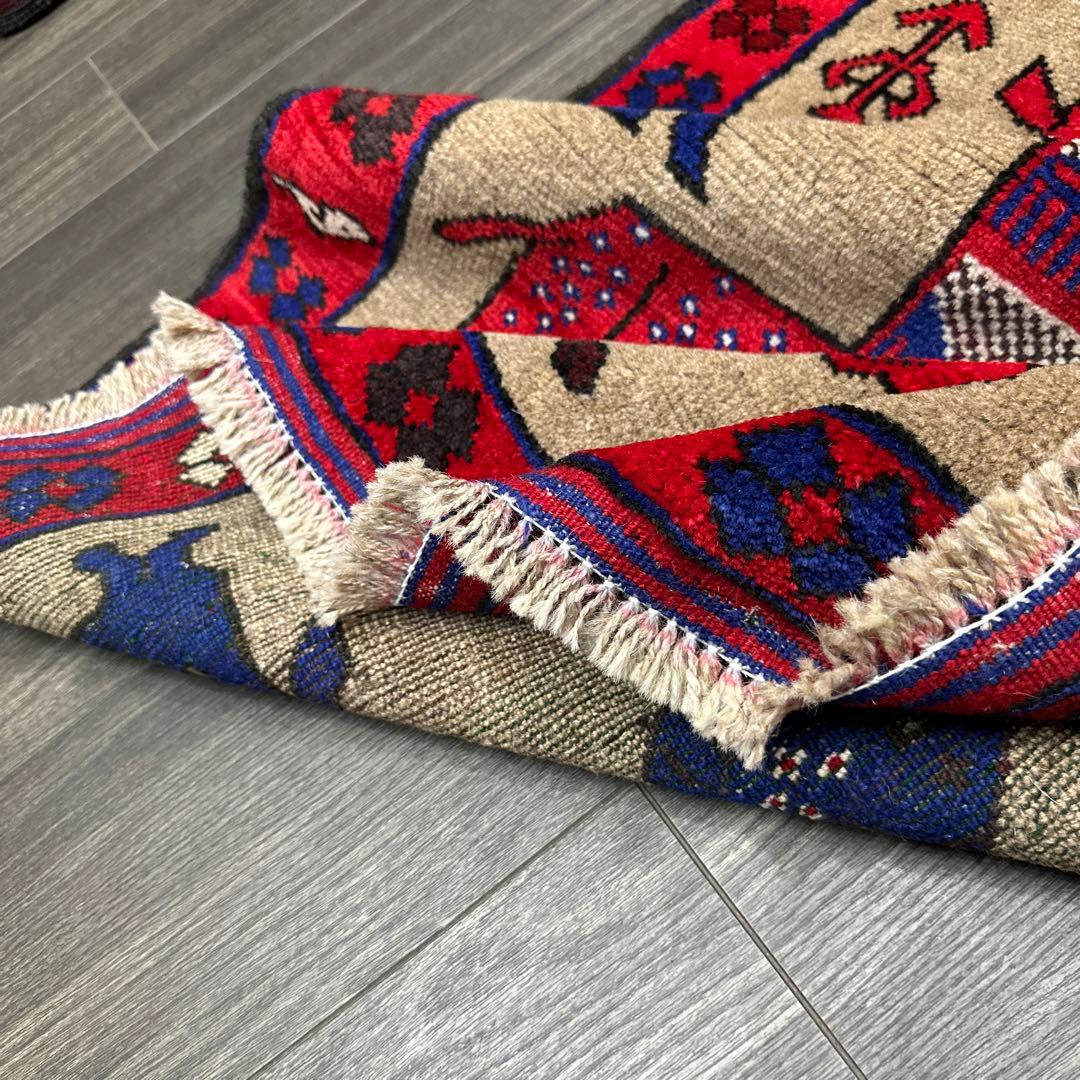 ペルシャ絨毯可愛いアニマルラグ手織り絨毯カシュカイ族 ❣️❣️