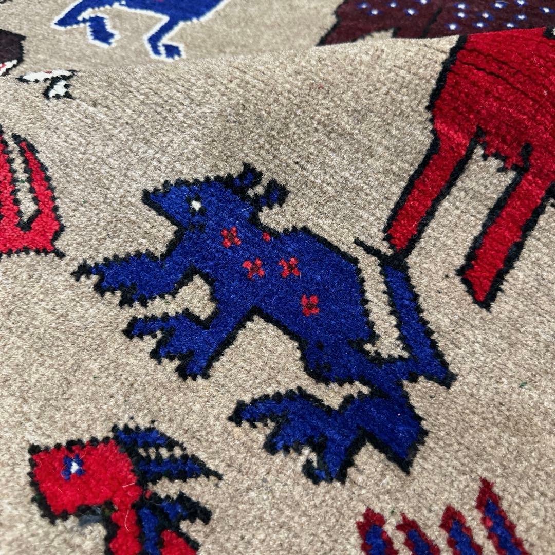 ペルシャ絨毯可愛いアニマルラグ手織り絨毯カシュカイ族 ❣️❣️