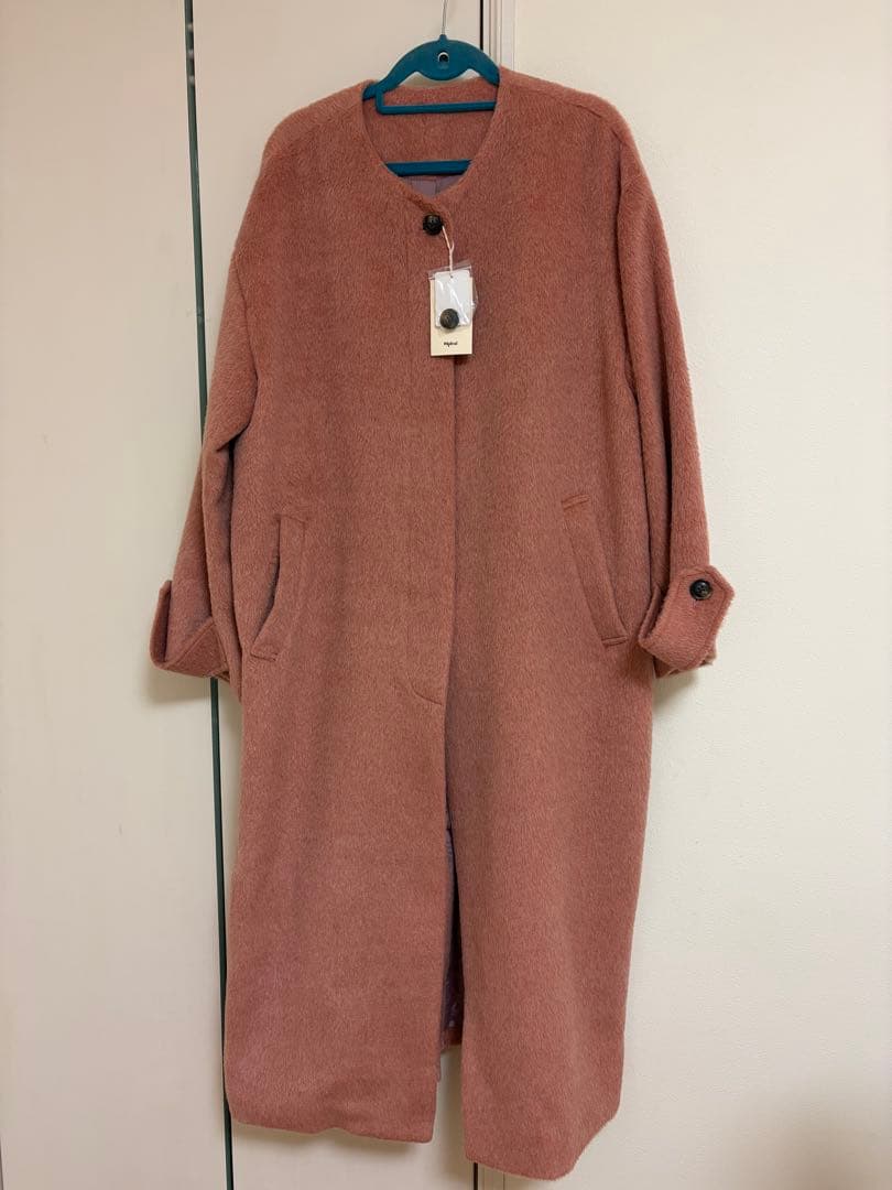 ジャケット・アウター mideal shaggy long coat LIGHT / PINK