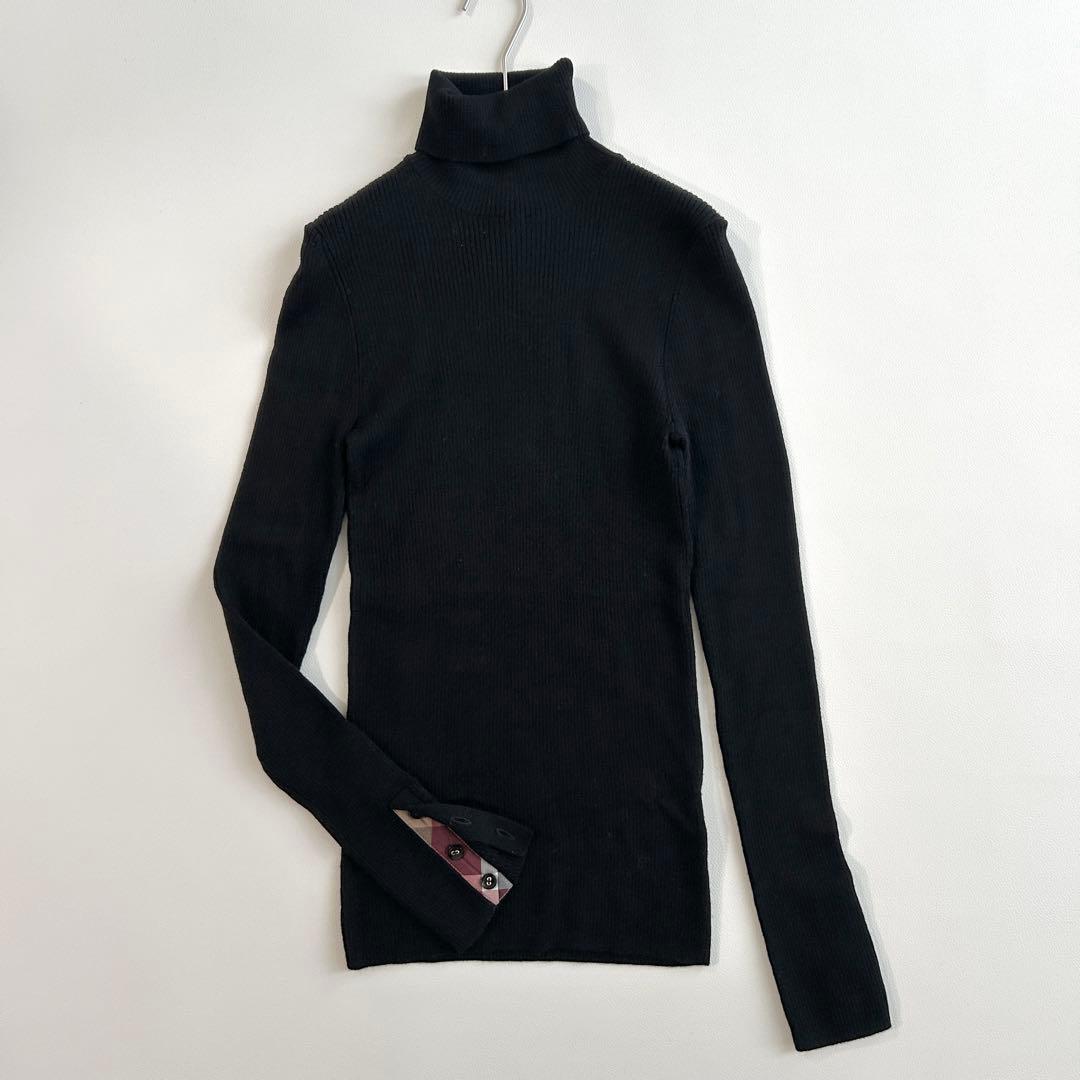 BLUE LABEL✨タートルネック ノバチェック リブニット ブラック　38