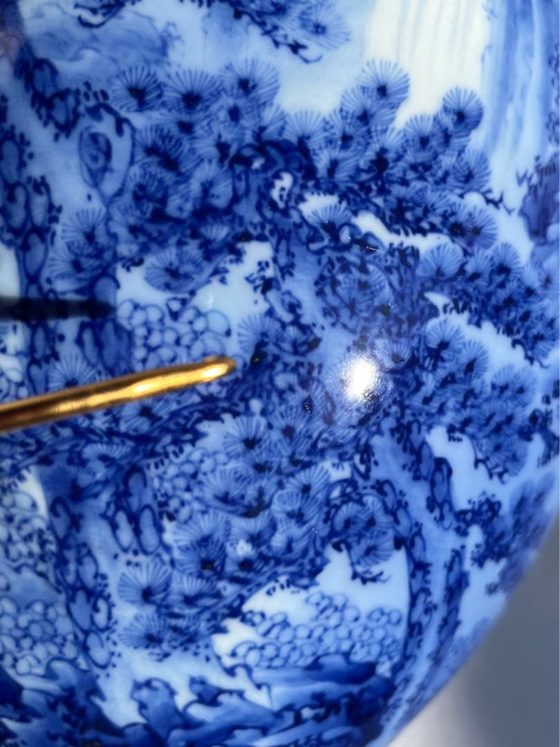 オールド深川　染付山水　花瓶　7号　中古品