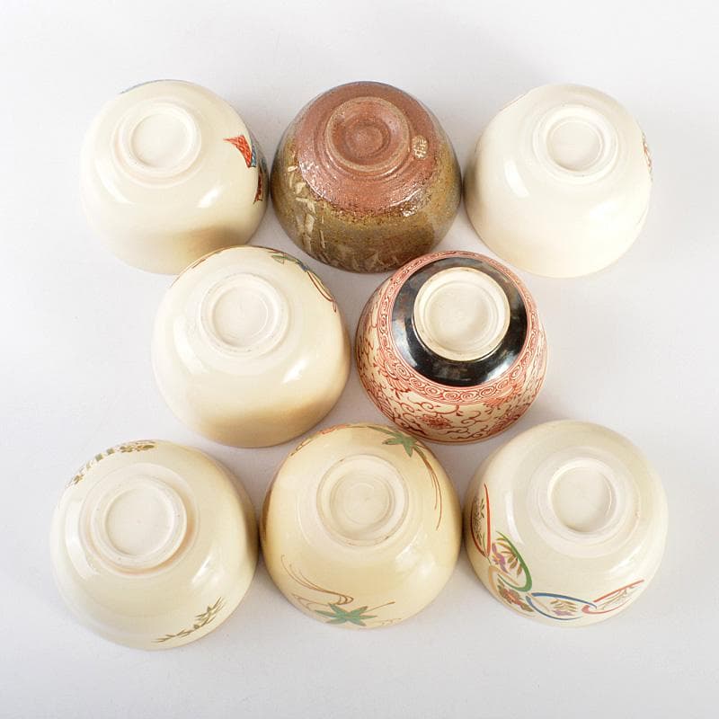 京焼　清水焼　 宮地英香　小栗龍靖　井原瑞雲など　茶碗　八点　V　R7280F