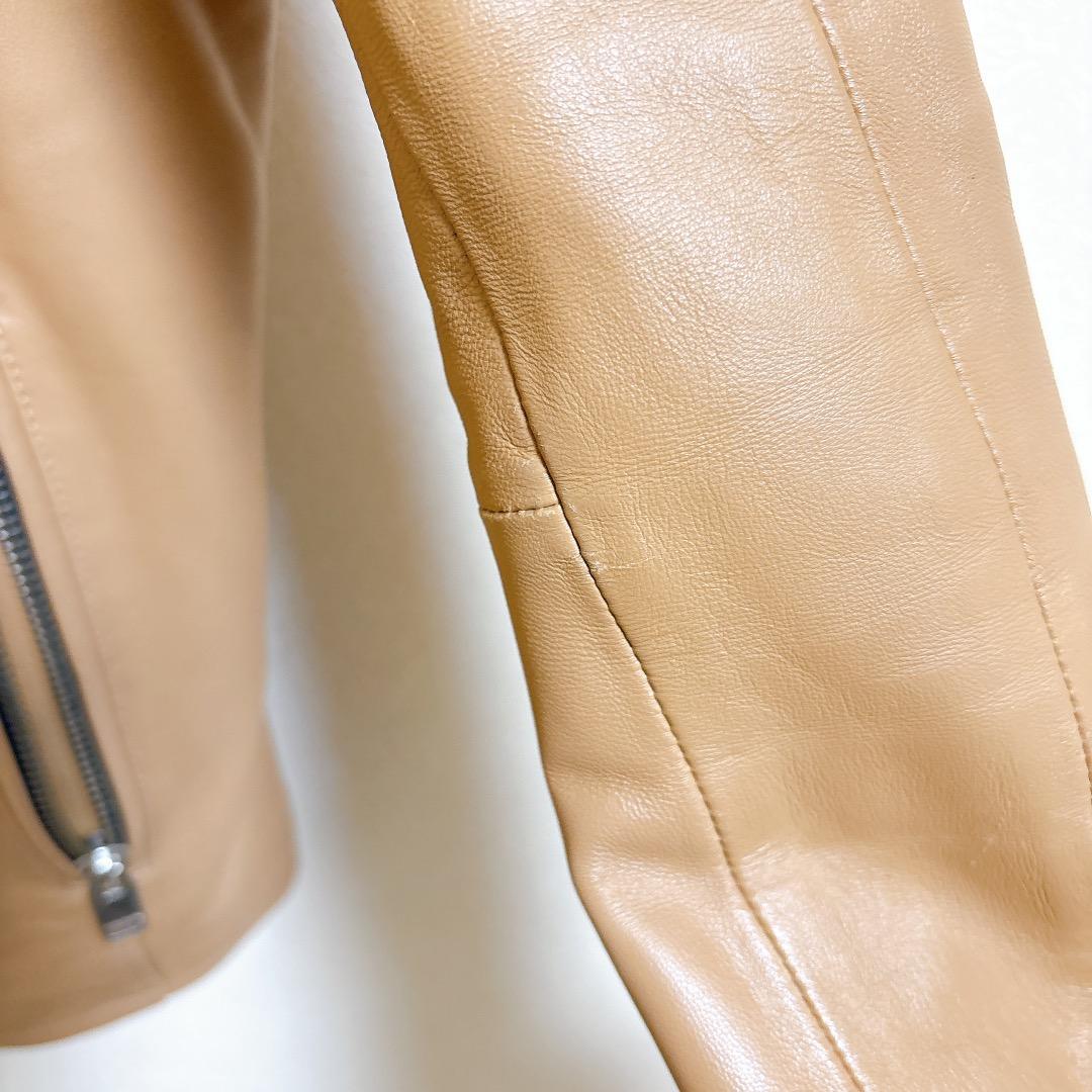 ジャックローズ シングル ライダースジャケット 羊革 ラムレザー 本革 キャメル