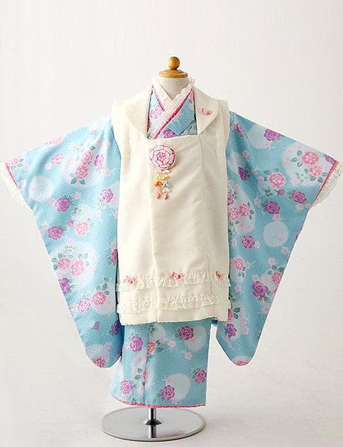 ひさかたろまん　七五三　女の子　３歳　着物　被布　水色