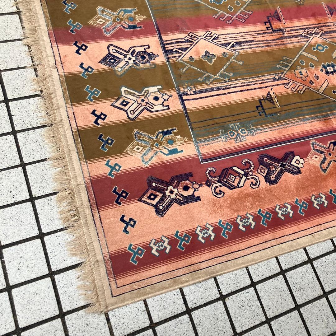 ヴィンテージ メキシカンラグ ネイティブ柄 民族柄 ペルシャ絨毯 大型絨毯