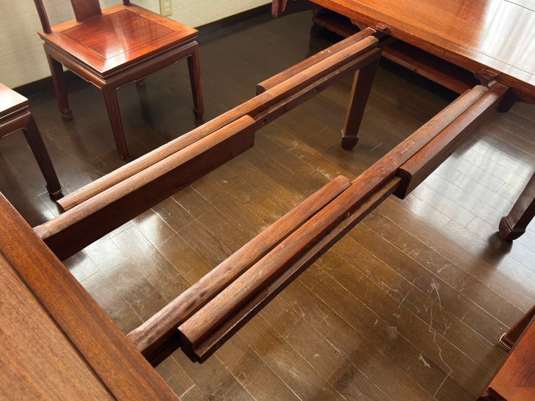 中国 高級花梨無垢材 エクステンションテーブル ※椅子は別売り