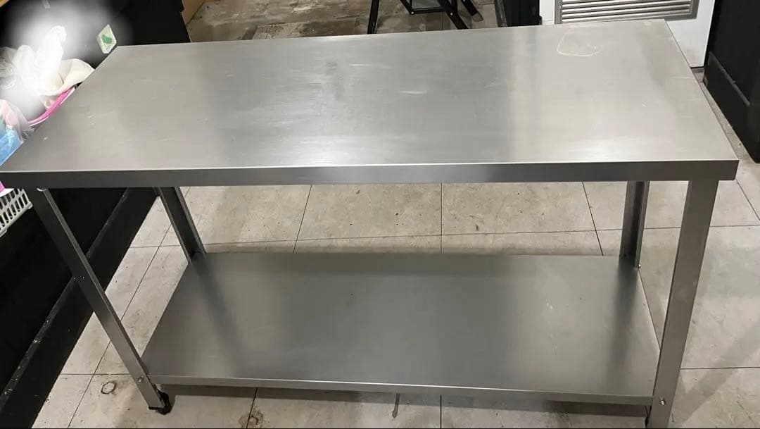 ステンレス製作業台 2段棚付き W120 x D 45xH80cm