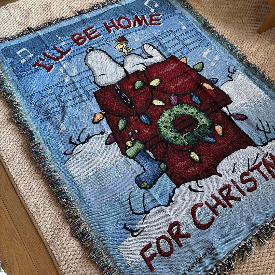 スヌーピー　クリスマス　タペストリー　ラグ　大判