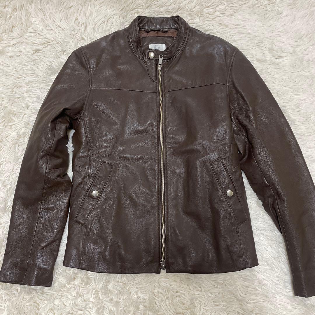 ユナイテッドアローズ レザージャケット ライダース シングル やぎ革 茶