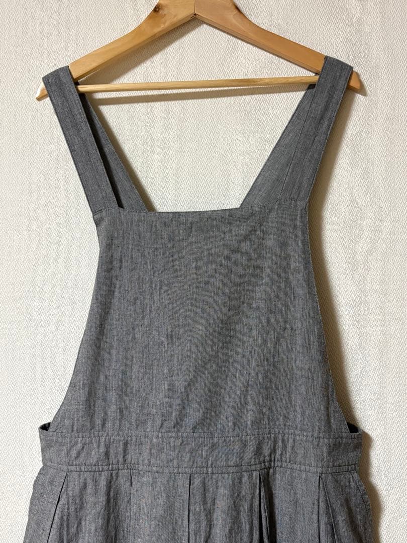 コンジェ ペイエ コットンリネンワッシャーエプロンワンピース