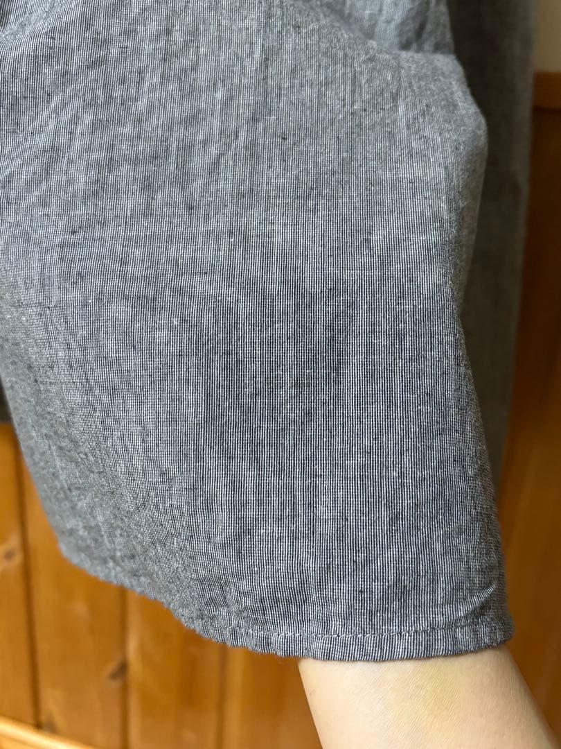 コンジェ ペイエ コットンリネンワッシャーエプロンワンピース