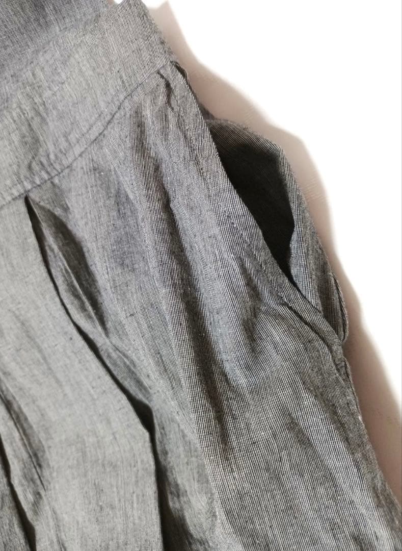 コンジェ ペイエ コットンリネンワッシャーエプロンワンピース