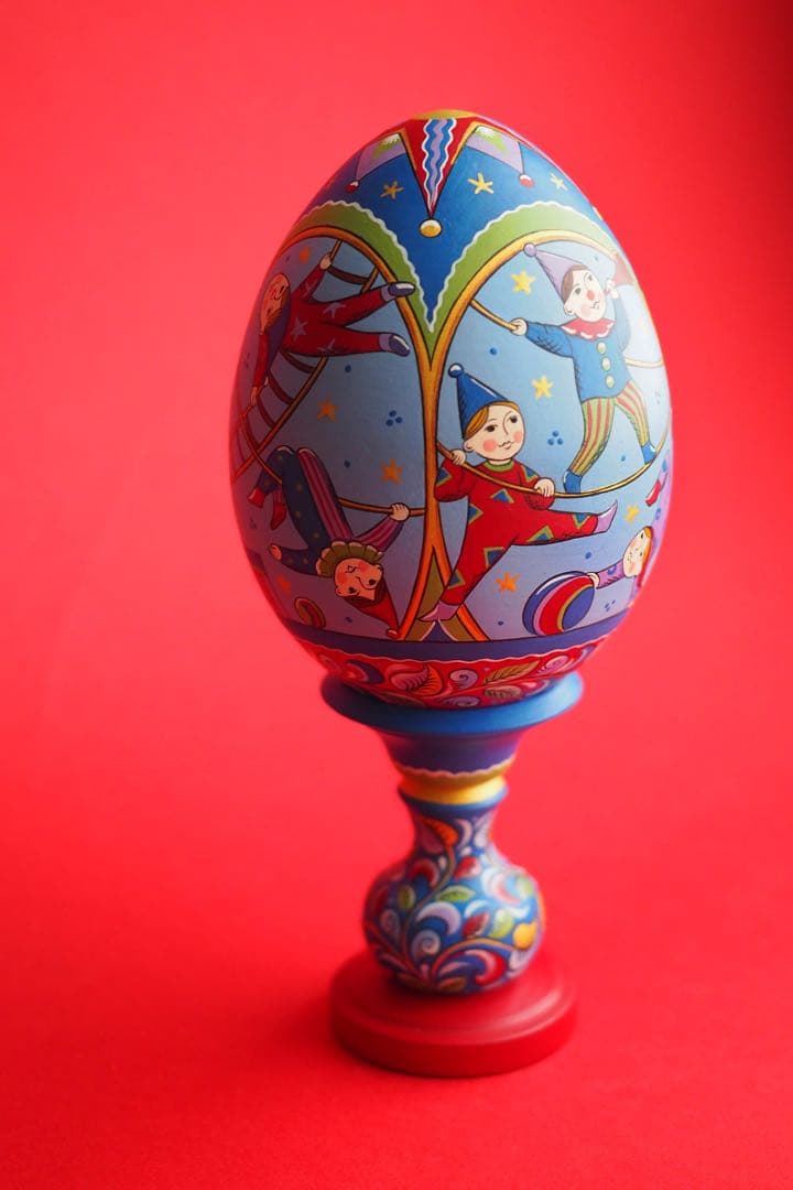 ロシア雑貨☆エッグオーナメント ロシアのサーカスH18cmオリガ作マトリョーシカ