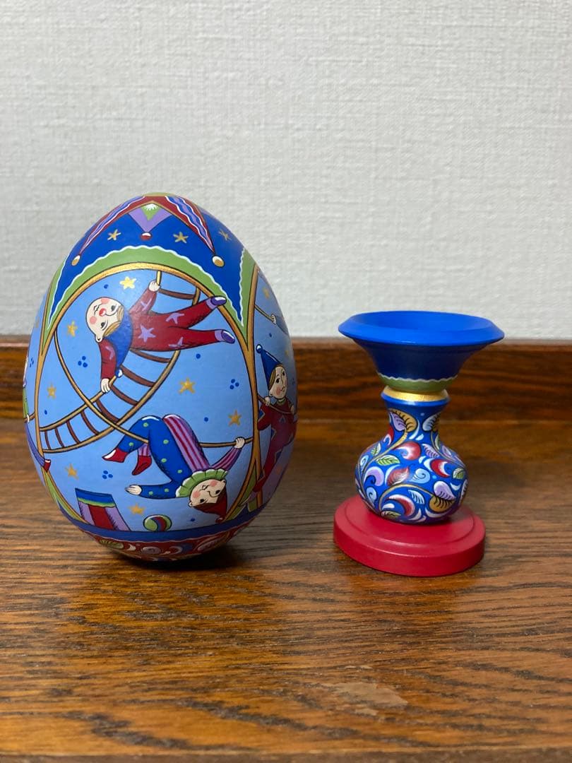 ロシア雑貨☆エッグオーナメント ロシアのサーカスH18cmオリガ作マトリョーシカ