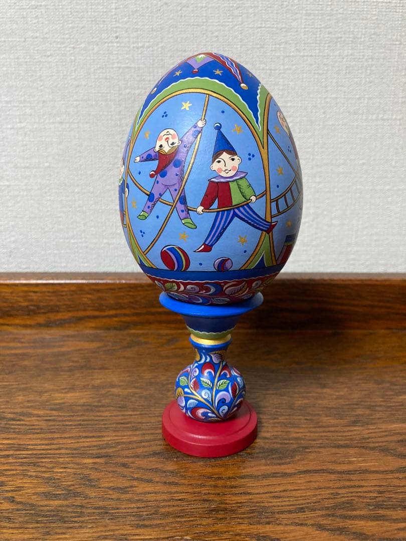 ロシア雑貨☆エッグオーナメント ロシアのサーカスH18cmオリガ作マトリョーシカ