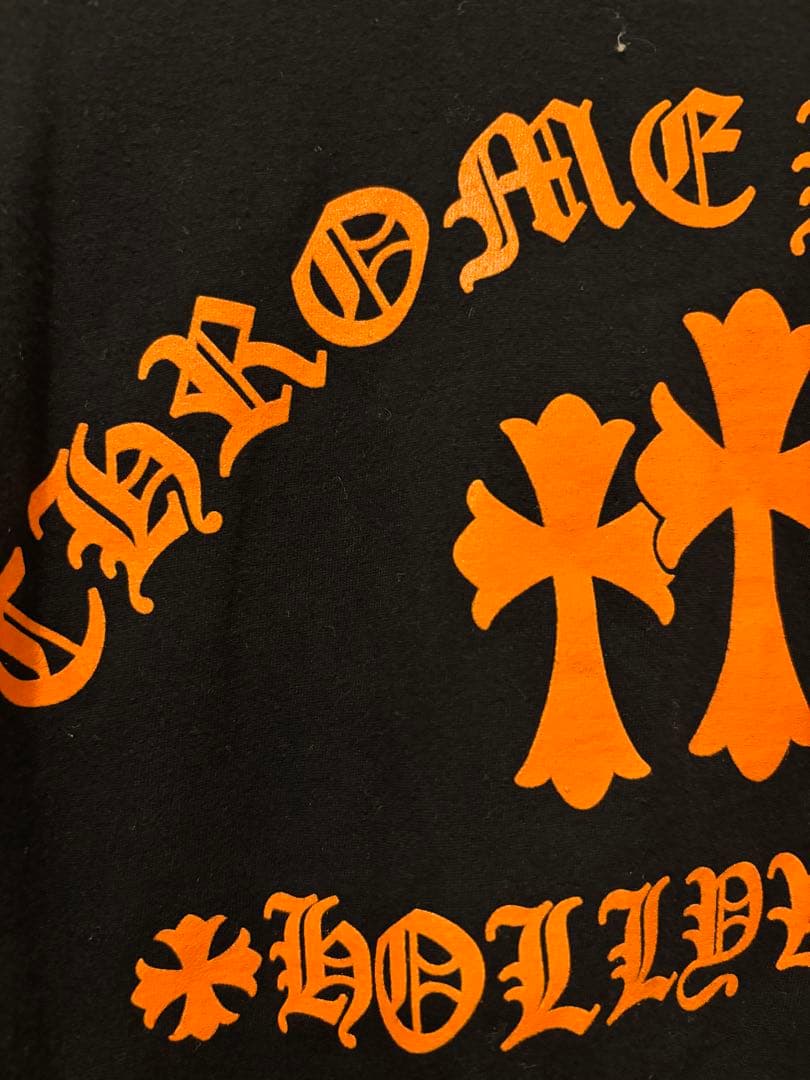超美品 ハワイ購入 CHROME HEARTS ブラック オレンジ (L)ロンT