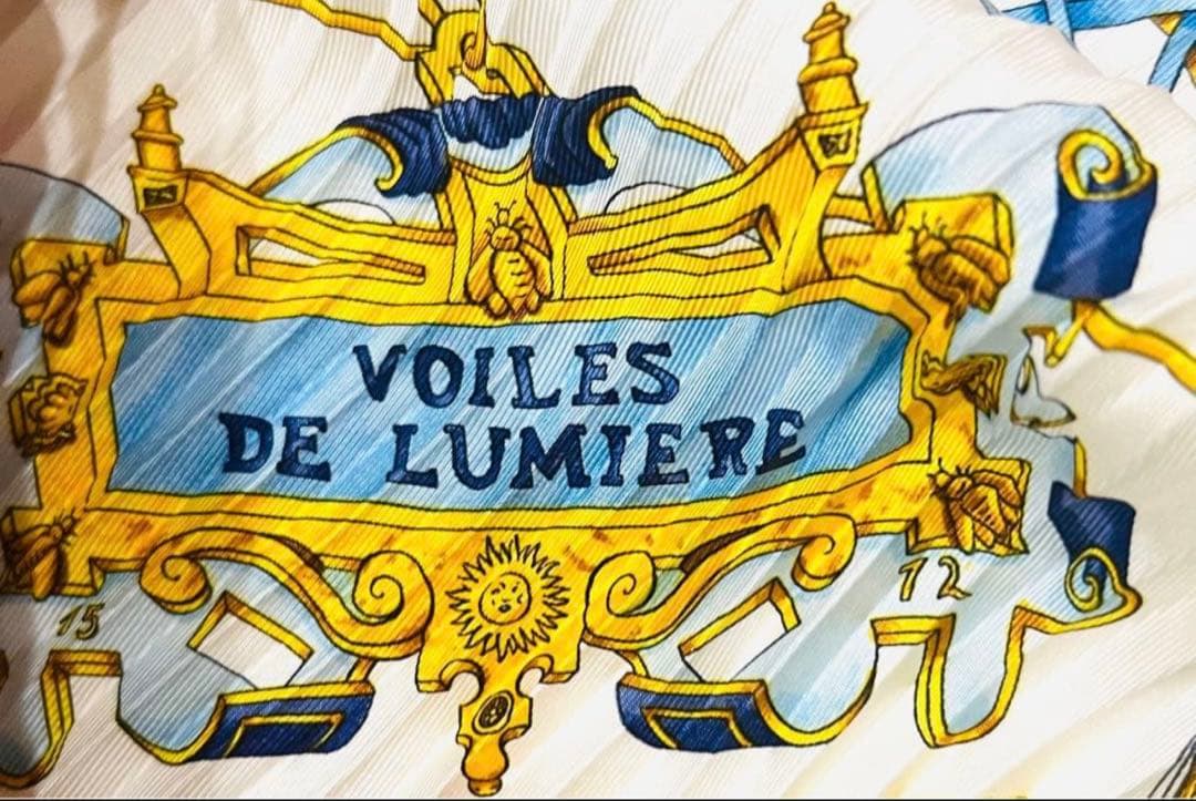 美品本物 HERMES エルメス プリーツスカーフ カレシルク100％